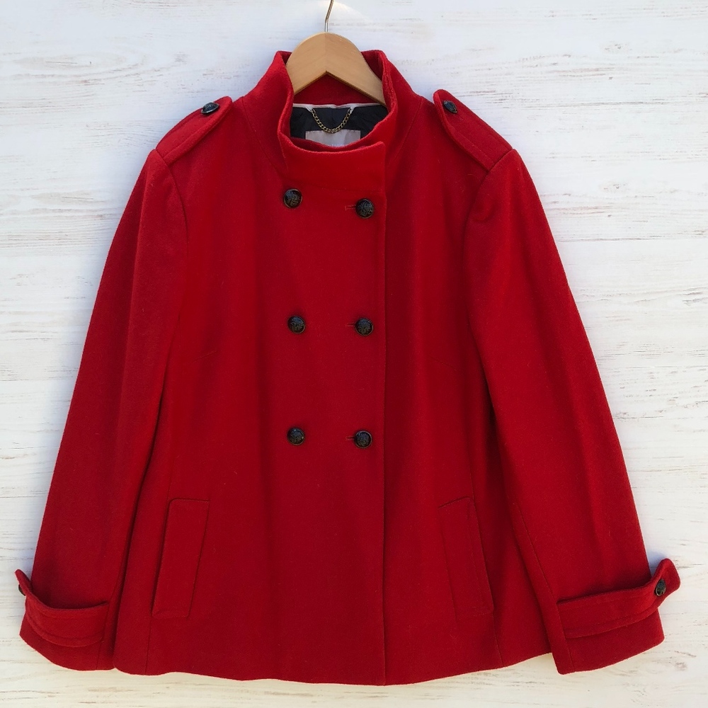 Banana Republic red wool blend swing coat L